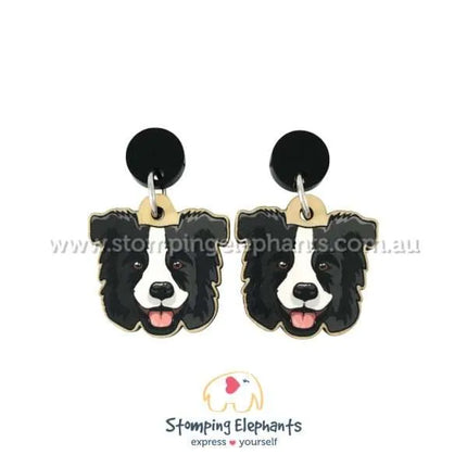 BLACK Border Collie Earrings