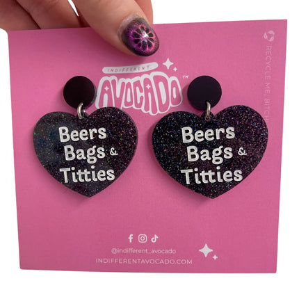 Beers, Bags & Titties earring