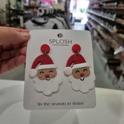 Christmas Large Santa Earrings