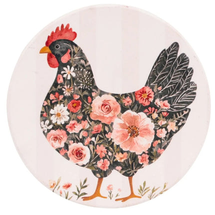 Cottage Grove Dark Hen Ceramic Coaster