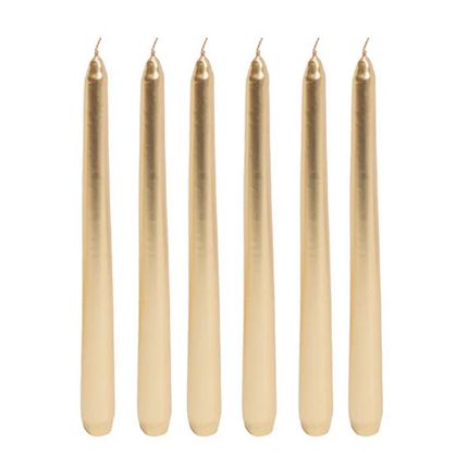 Taper Dinner Candle Pack 6 Gold (2cm x 25cmH)