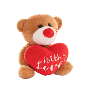 Mini Teddy Bear w With Love Heart Plush Toy Brown (14cmST)