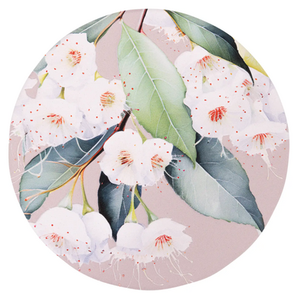 Native Blooms White Floral Ceramic Coaster