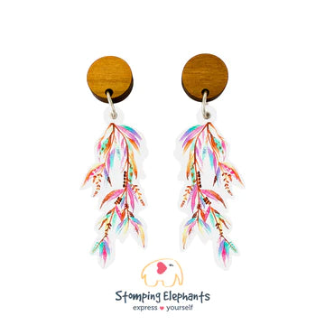 Rainbow gum leaves earrings