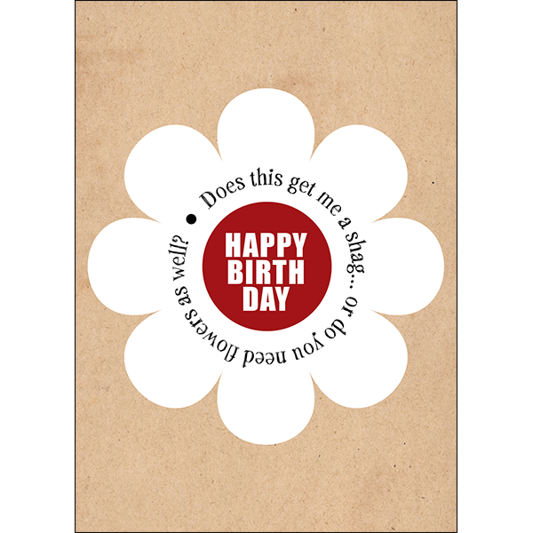 Defamations Cards - Happy birthday. Does this get me a shag... or do you need flowers as well?