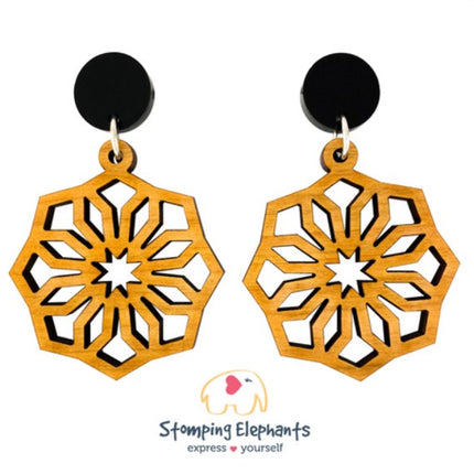 George Earrings (wood hexagon)