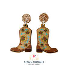 Sunflower Cowboy Boots Earrings