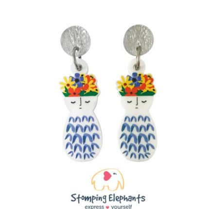 Bernard Earrings pot plant head