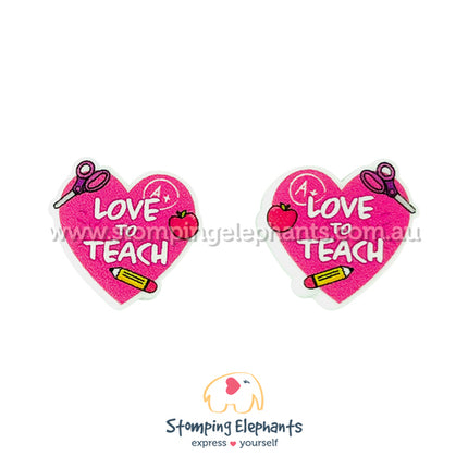Love To Teach Pink Earrings