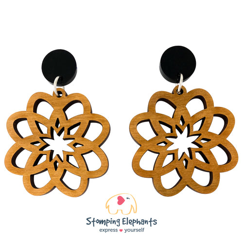 The Neville Earrings (brown wooden geo)