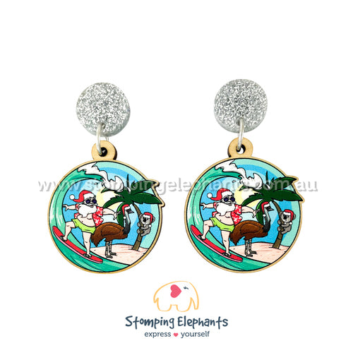 The Surfing Santa Earrings