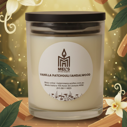 Vanilla Patchouli & Sandalwood - Large 80 Hour Pure Soy Candle