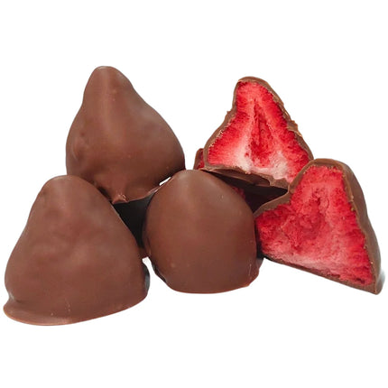 Milk Chocolate Coated Freeze Dried Strawberries – 100g