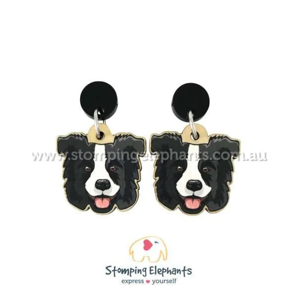 BLACK Border Collie Earrings