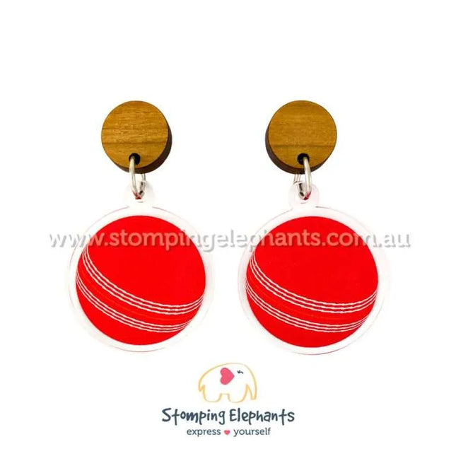 Cricket Ball Earrings Earrings