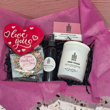 Mother's Day Gift pack - Candle, room spray, chocolate, plush heart