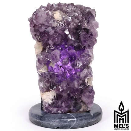 4kg Amethyst Lamp on Marble Base - Purple LED Bulb