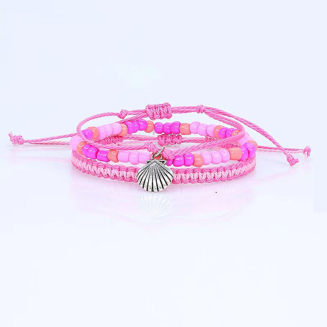 3 Strand Pink Clam Bracelet Set