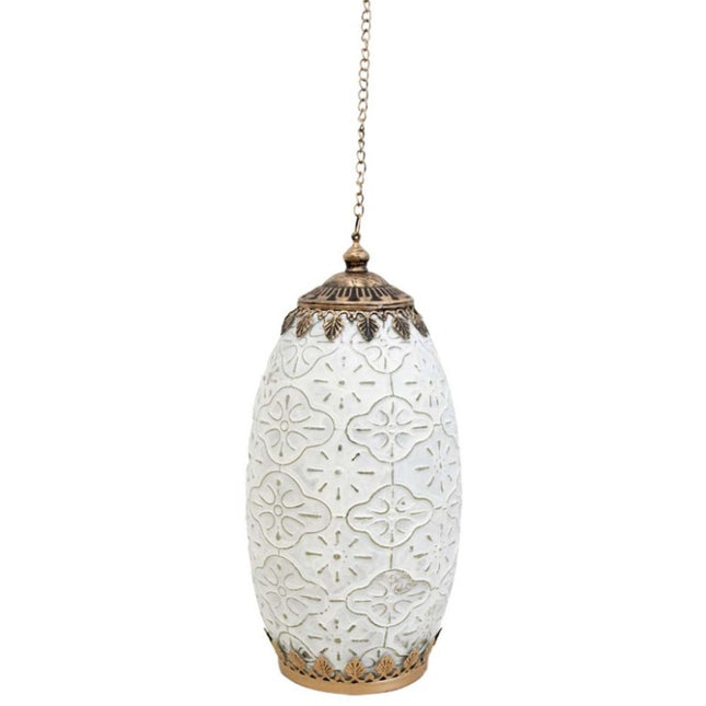 Lantern Led Tall White Hanging