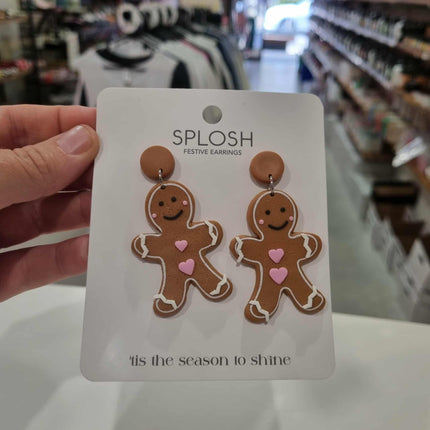 Christmas Large Gingerbread Man Earrings