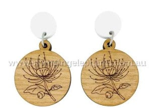 Natural Bloodwood Flower Dangle Earrings