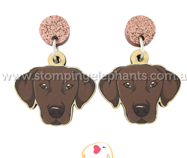 Chocolate Labrador Face Earrings