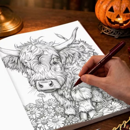 Highland Cow Colouring Book 24-page