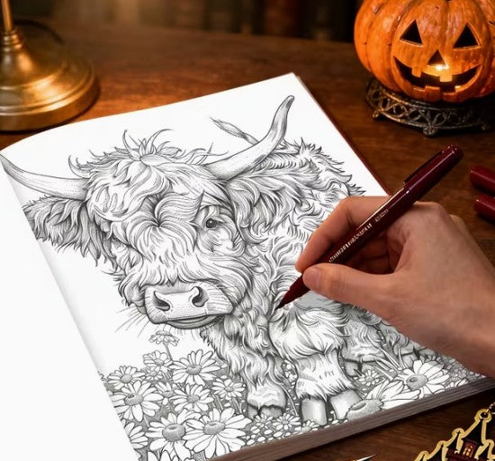 Highland Cow Colouring Book 24-page