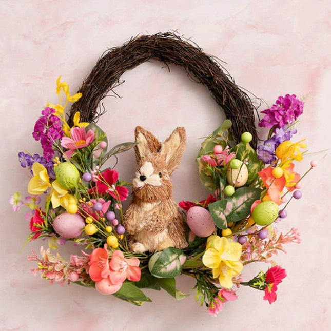Bunny Egg Floral Rattan Wreath 45.5cmD