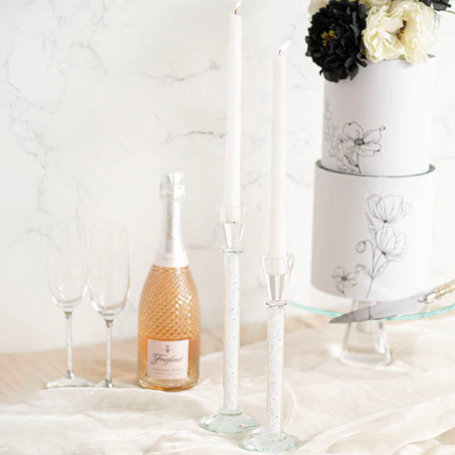 Crystal Glass Dinner Candle Holder Clear (30cmH)