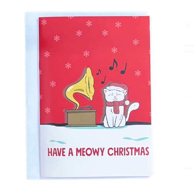 Glitter Prank Card - Meowy Christmas Card