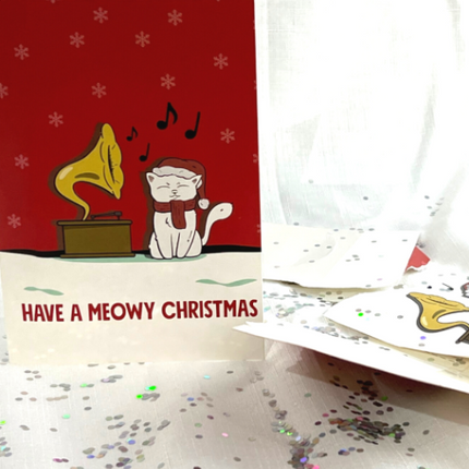 Glitter Prank Card - Meowy Christmas Card