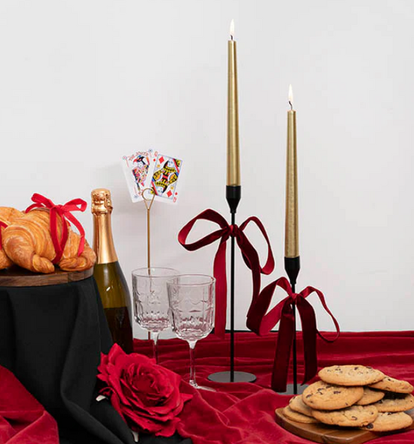 Single Metal Taper Candle Holder Black (8x22cmH)