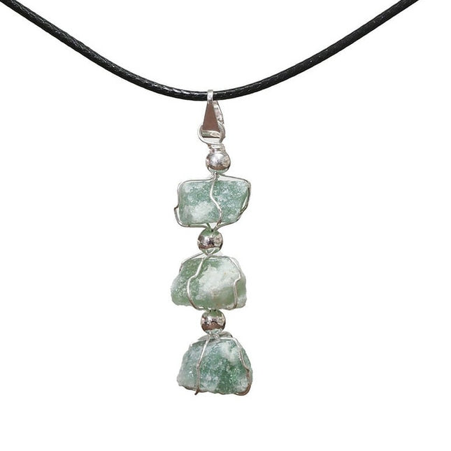 Triple Green Quartz Rough Pendant