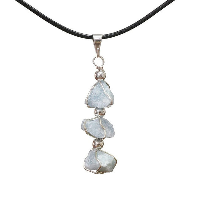 Triple Blue Quartz Rough Pendant