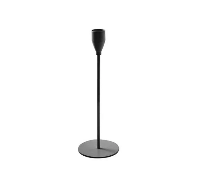 Single Metal Taper Candle Holder Black (8x22cmH)