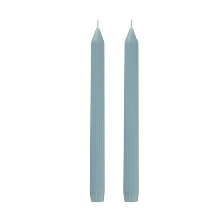 Roman Fluted Dinner Soy Candles Pack 2 French Blue (2x25cmH)