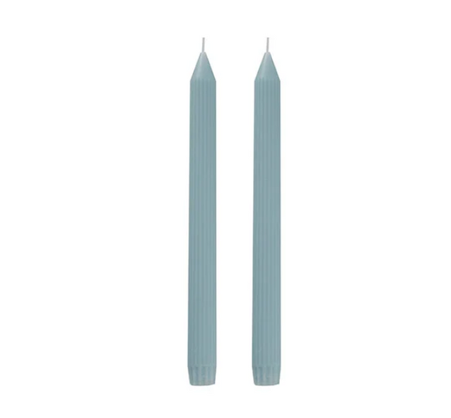 Roman Fluted Dinner Soy Candles Pack 2 French Blue (2x25cmH)