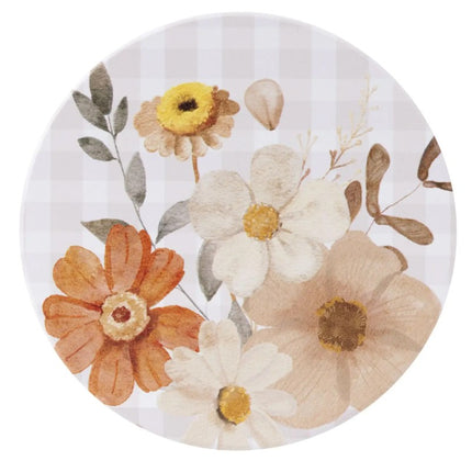 Rustic Meadow Check Floral Ceramic Coaster