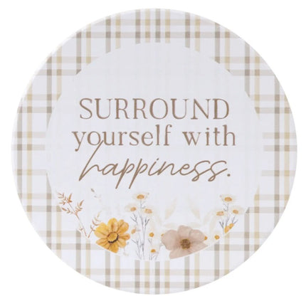 Rustic Meadow Happiness Ceramic Coaster