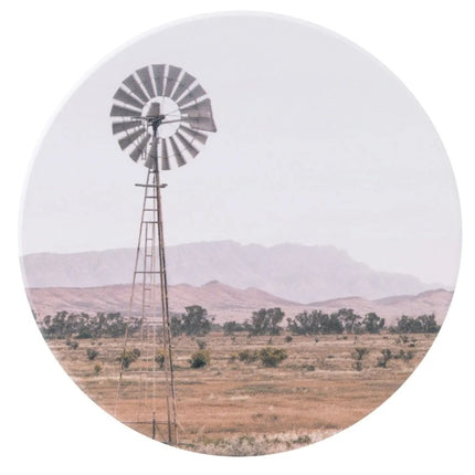 Rustic Meadow Windmill Ceramic Coaster