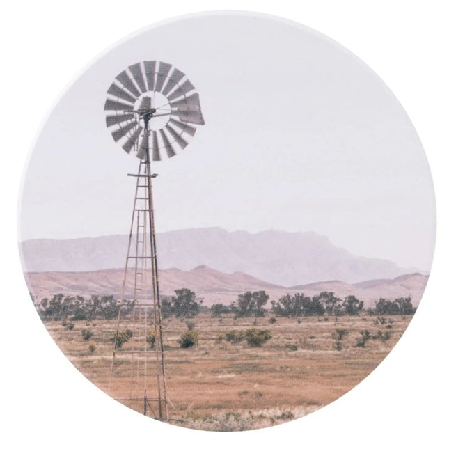 Rustic Meadow Windmill Ceramic Coaster