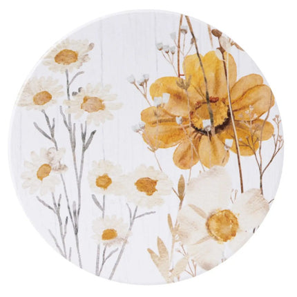 Rustic Meadow Wood Floral Ceramic Coaster