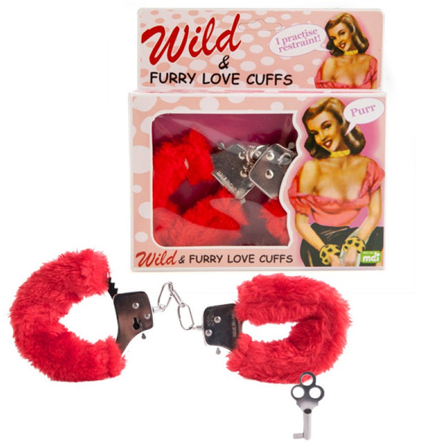 Red Furry Love Cuffs