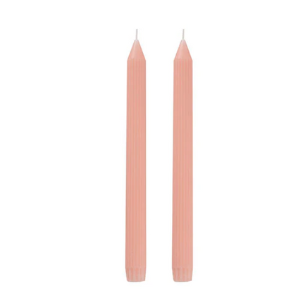 Roman Fluted Dinner Soy Candles Pack 2 Pale Pink (2x25cmH)