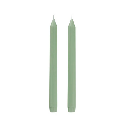 Roman Fluted Dinner Soy Candles Pack 2 Pale Sage (2x25cmH)