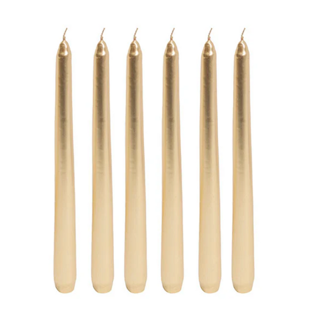 Taper Dinner Candle Pack 6 Gold (2cm x 25cmH)
