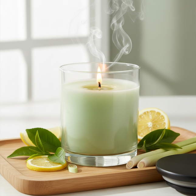 Green Tea and Lemongrass Soy Candle - Single Wick