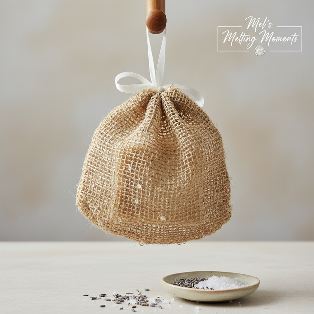 Natural sisal exfoliating soap bag by Mel's Melting Moments