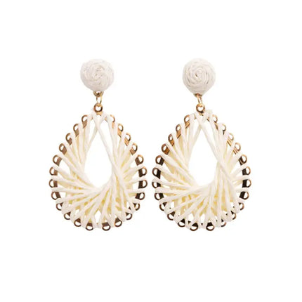 KiKi White Teardrop Weaves Earrings